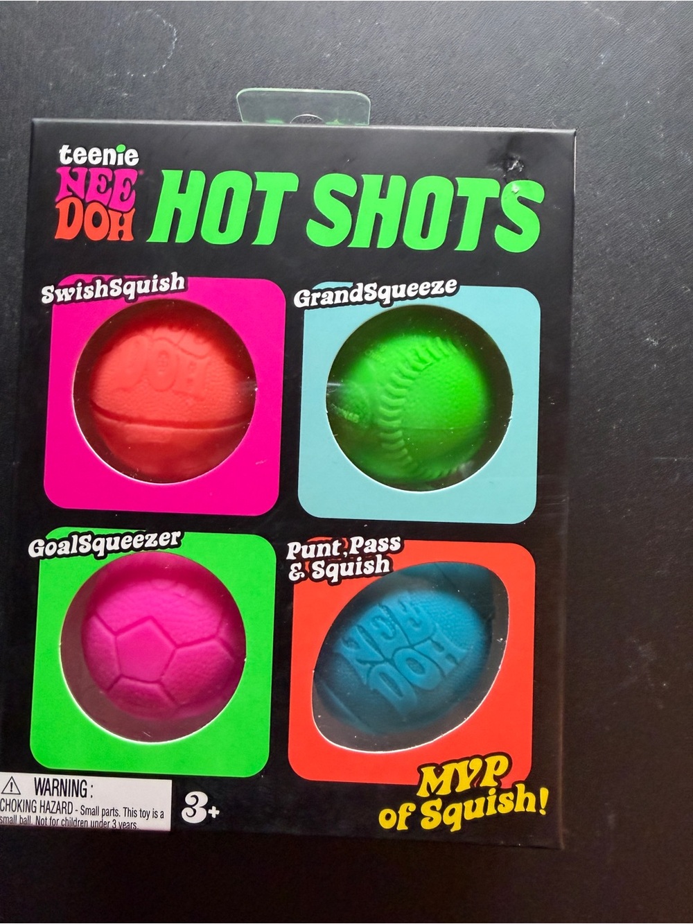 New Nee Doh Hot Shots 4 Pack Mini Balls Sports Football Baseball Soccer Pink